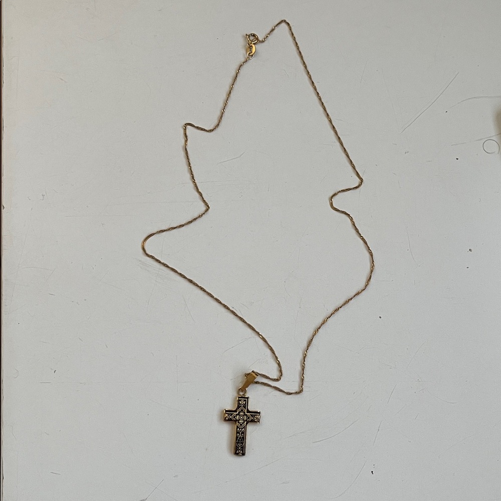 Gold Cross Pendant Necklace